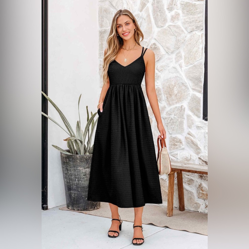 Cupshe Black Strappy Midi Dress